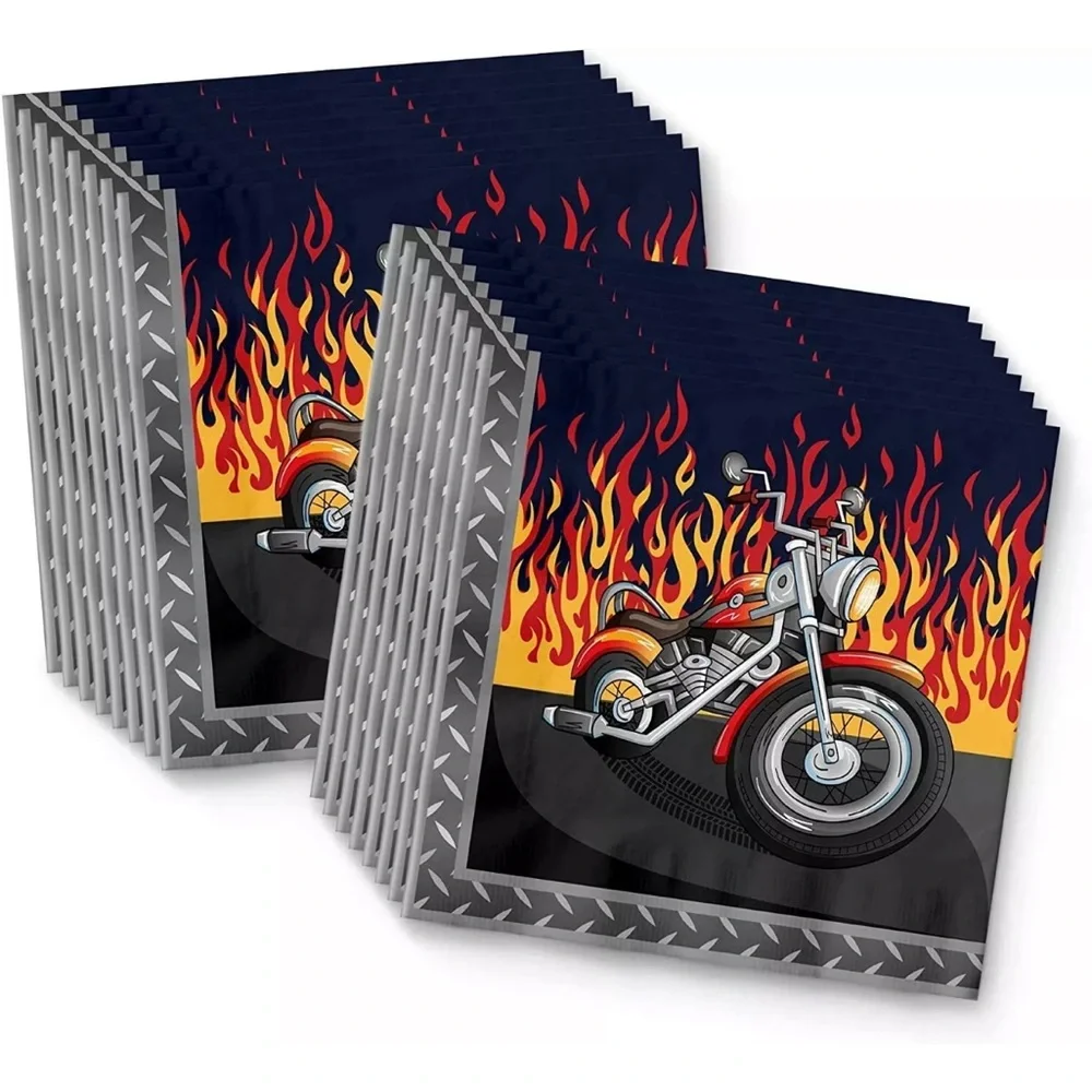 Motorcycle Biker Birthday Party Supplies Set Plates Napkins Cups Tableware Kit